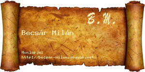 Becsár Milán névjegykártya